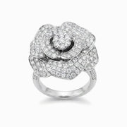 Diamond Flower Cocktail Ring in 18K White Gold, view 1